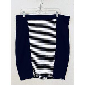 Torrid Skirt Womens 2X Black Striped Pencil Ponte Knit Mini Pull On Mod Y2K